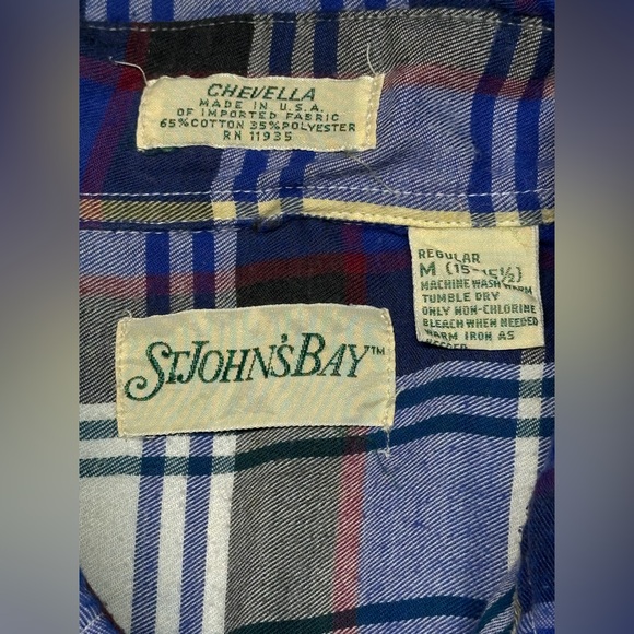 Vintage St John’s Bay Plaid Button Down Shirt Made in USA Medium GUC - Picture 2 of 6